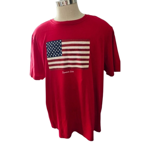 Faded Glory Red American Flag Tee 100% Cotton Red White Blue Patriotic XL 2011 - Picture 1 of 3